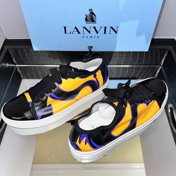 🎉🥂 HP 🥂🎉 LANVIN CAP-TOE LEATHER SNEAKERS - Picture 10 of 11